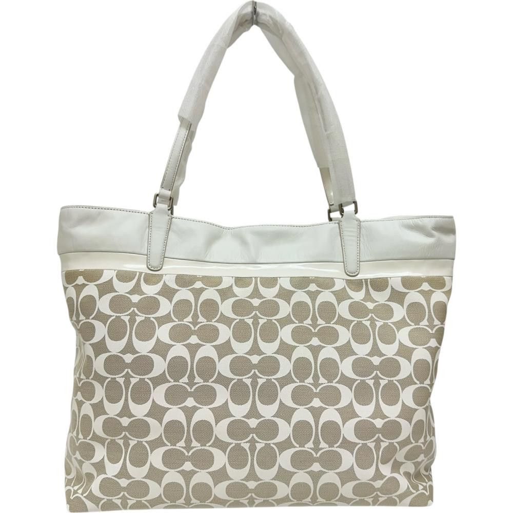 Coach Coach Coach Signature Canvas Patent Leather Tote Bag Canvas Tote Bag 29423 Size ONE SIZE - 3 Thumbnail