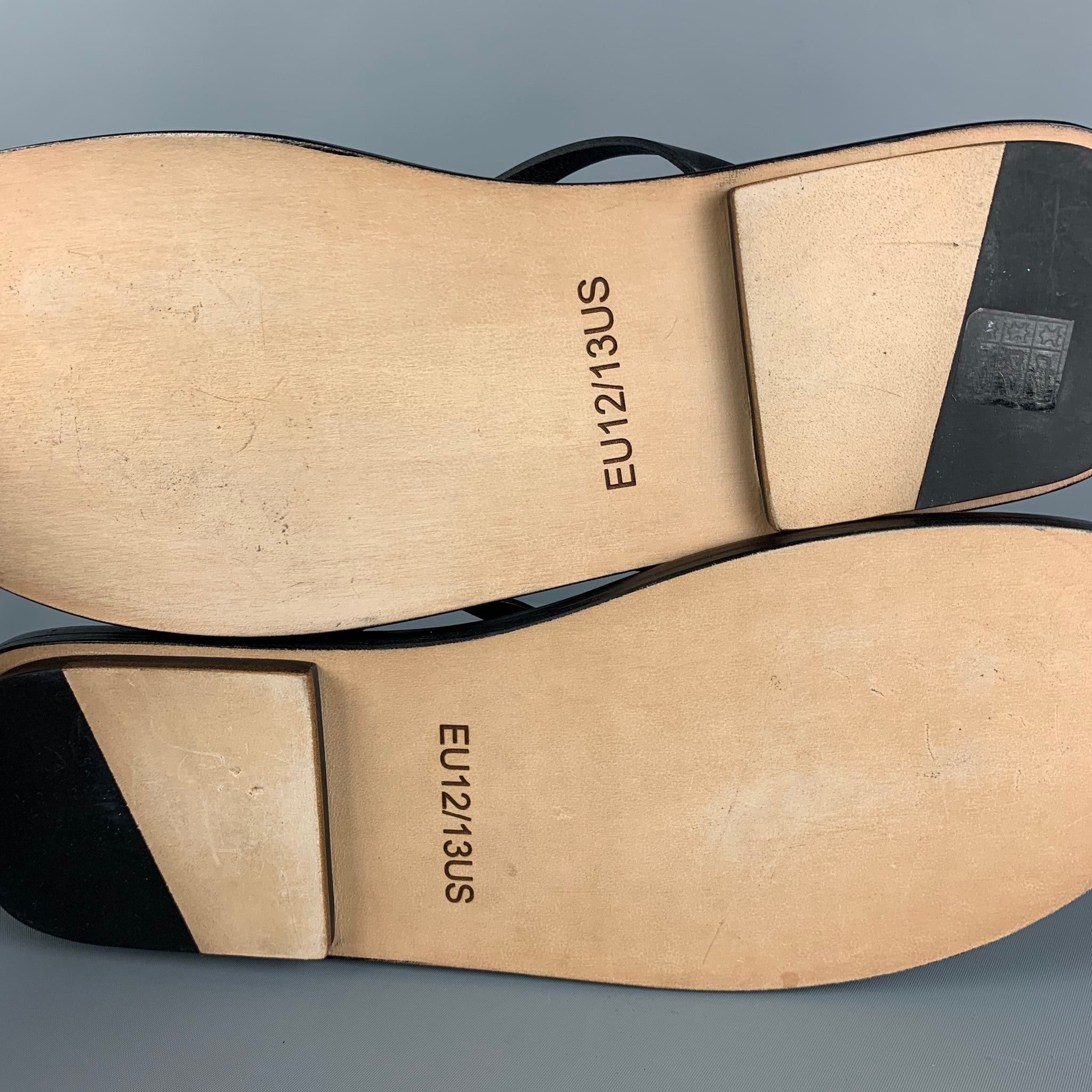 Brioni Brioni US13 Black Leather Thong Sandals Size US 13 / EU 46 - 6 Thumbnail