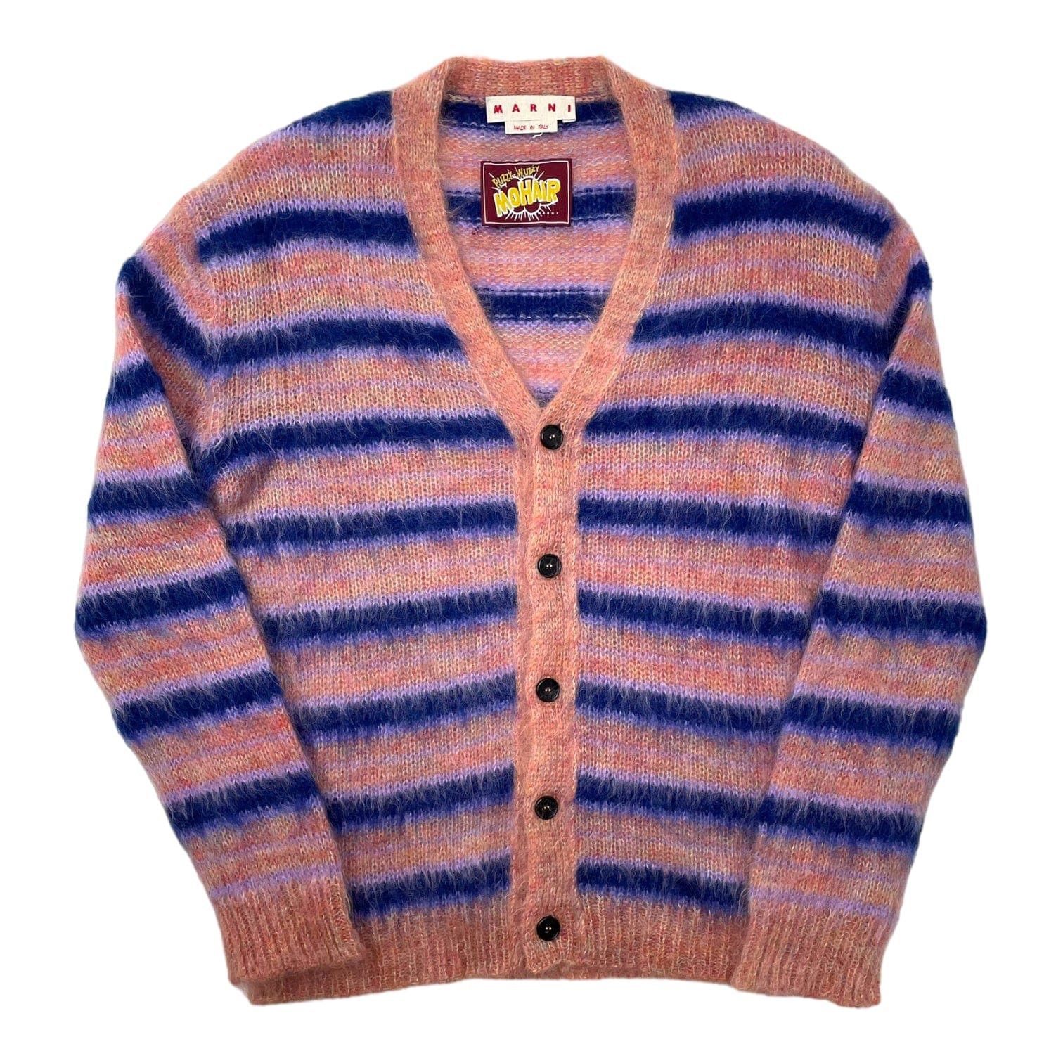Pre-owned Marni Striped Mohair Cardigan Pink Purple
