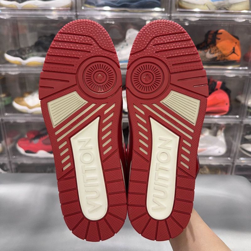 Louis Vuitton Louis Vuitton Fashion Trainer Red Leather Sneakers 0079 Size US 8 / EU 41 - 4 Thumbnail
