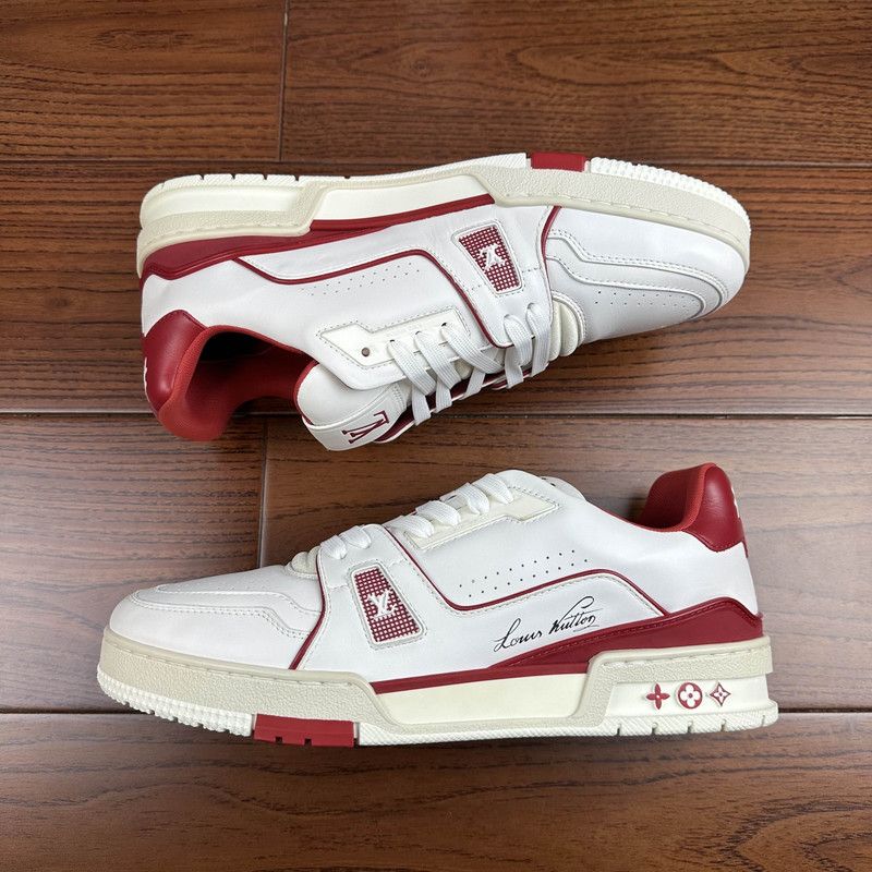 Louis Vuitton Louis Vuitton Red and White Trainer Fashion Sneakers 0079 Size US 9 / EU 42 - 9 Thumbnail