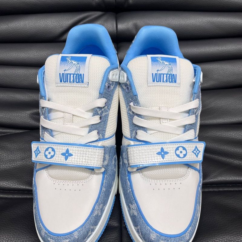 Louis Vuitton Louis Vuitton Trainer Low-top Sneakers in Blue and White 0079 Size US 8.5 / EU 41-42 - 2 Thumbnail