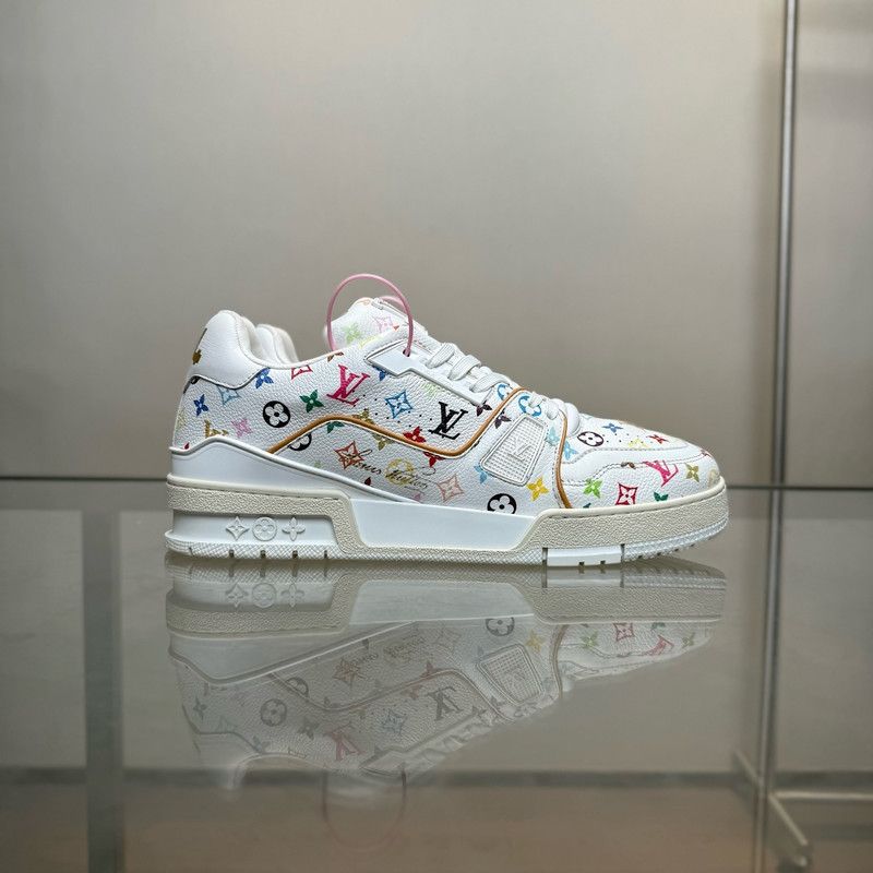 Louis Vuitton Takashi Murakami x Louis Vuitton White Trainer Sneakers 0079 Size US 8 / EU 41 - 3 Thumbnail