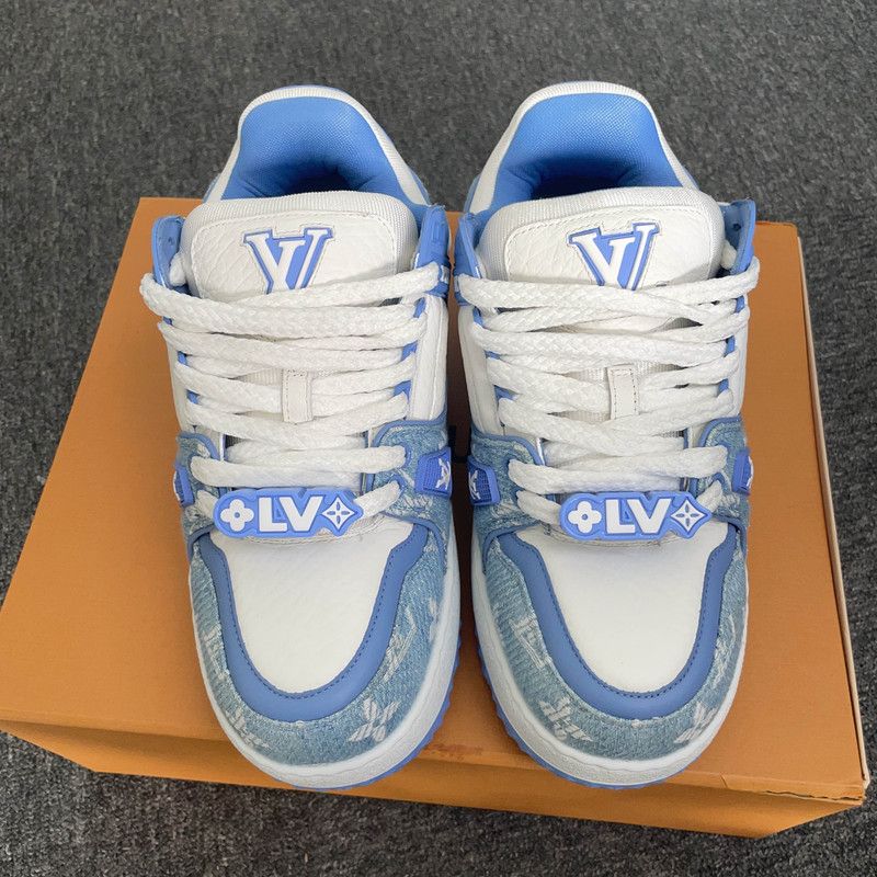 Louis Vuitton Louis Vuitton Trainer Maxi Blue and White Sneakers 0079 Size US 7.5 / EU 40-41 - 2 Thumbnail