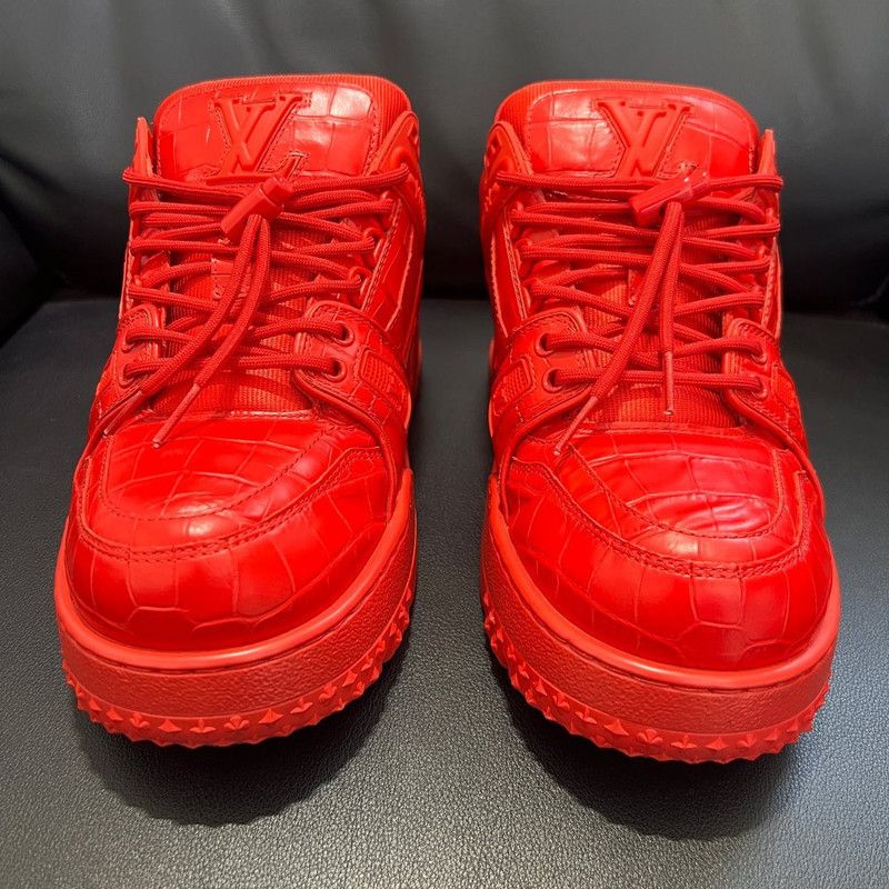 Louis Vuitton Louis Vuitton Trainer Maxi Red Crocodile Sneakers 0079 Size US 8 / EU 41 - 2 Thumbnail