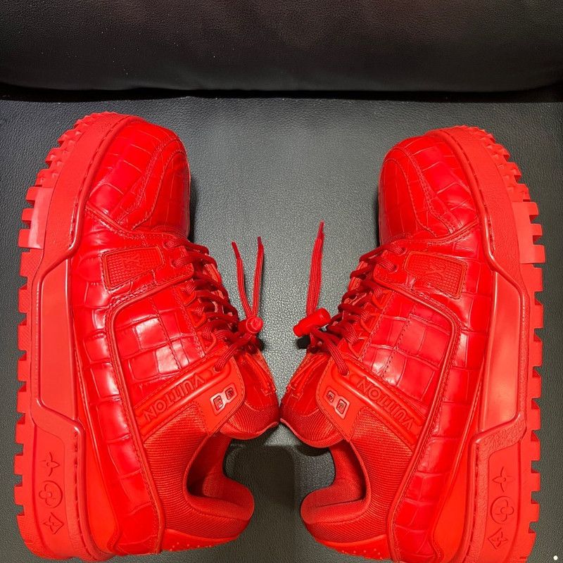 Louis Vuitton Louis Vuitton Trainer Maxi Red Crocodile Sneakers 0079 Size US 8 / EU 41 - 4 Thumbnail