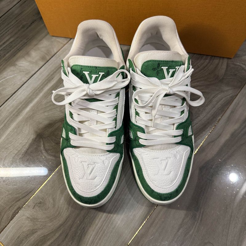 Louis Vuitton Louis Vuitton Green and White Trainer Sneakers 0079 Size US 8 / EU 41 - 2 Thumbnail