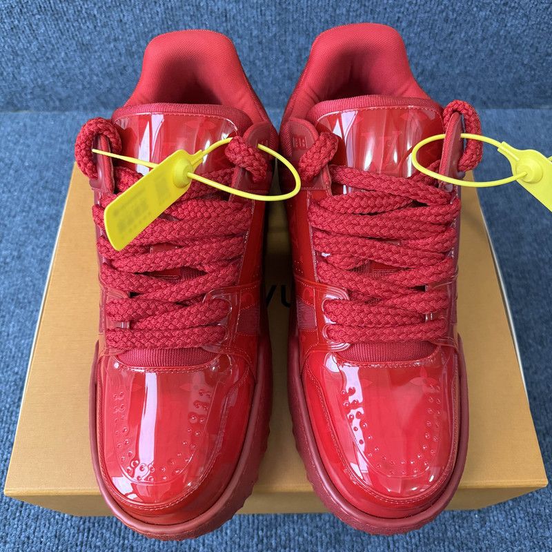 Louis Vuitton Louis Vuitton Red Trainer Maxi Sneakers for Men 0079 Size US 11 / EU 44 - 2 Thumbnail