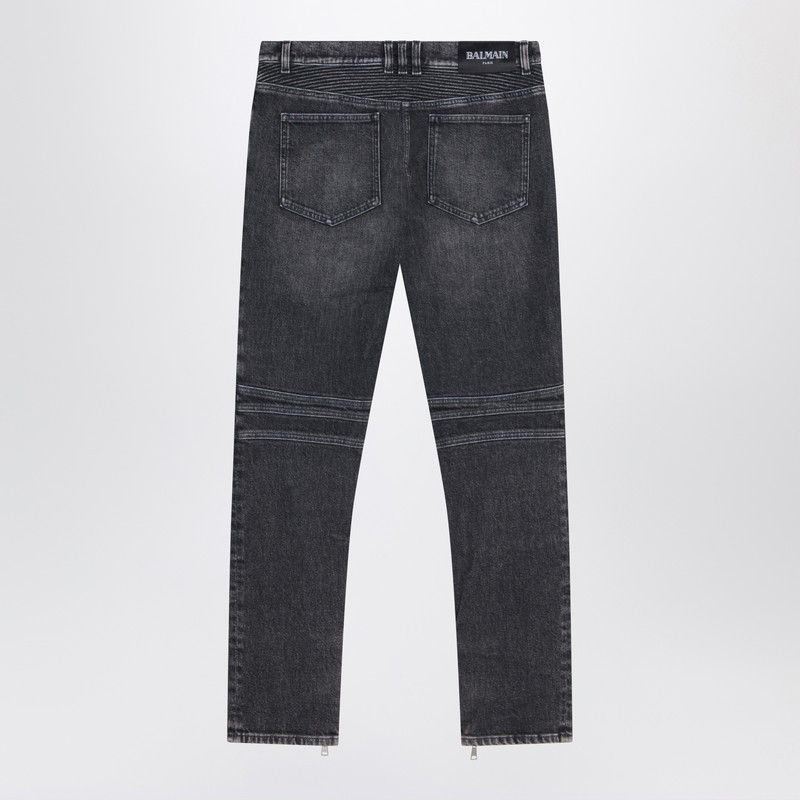 Balmain Balmain Grey Washed Slim Biker Jeans Size US 33 - 2 Thumbnail