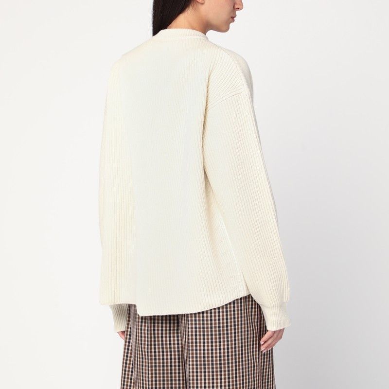 Jil Sander Jil Sander White Ribbed Crewneck Sweater Size M / US 6-8 / IT 42-44 - 2 Thumbnail