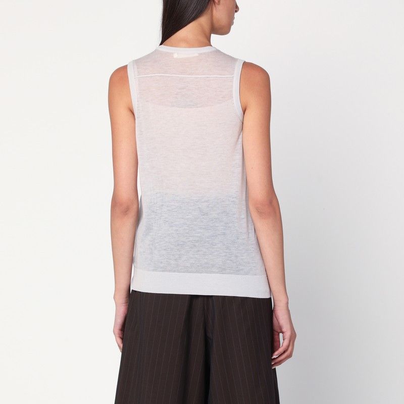 6397 6397 Ivory Semi-Sheer Tank Top Size L / US 10 / IT 46 - 2 Thumbnail