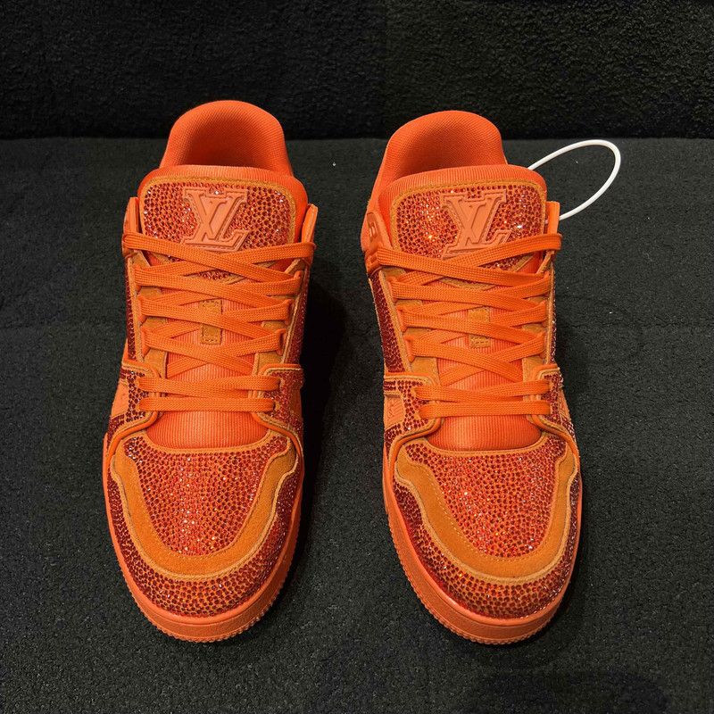 Louis Vuitton Louis Vuitton Orange Leather Low-Top Sneakers 0079 Size US 6.5 / EU 39-40 - 2 Thumbnail