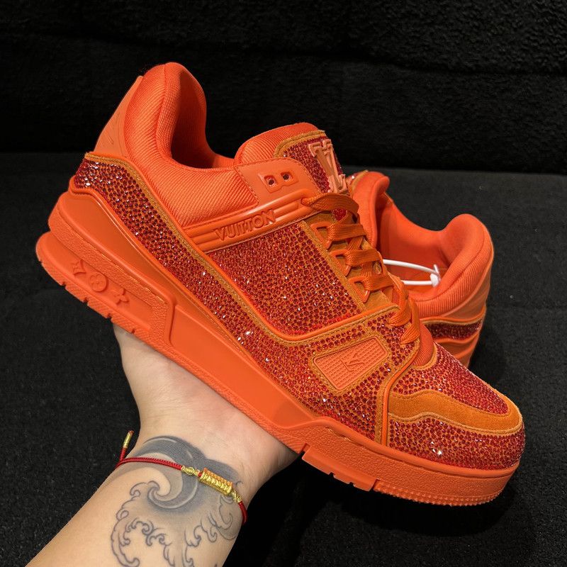 Louis Vuitton Louis Vuitton Orange Leather Low-Top Sneakers 0079 Size US 6.5 / EU 39-40 - 7 Thumbnail