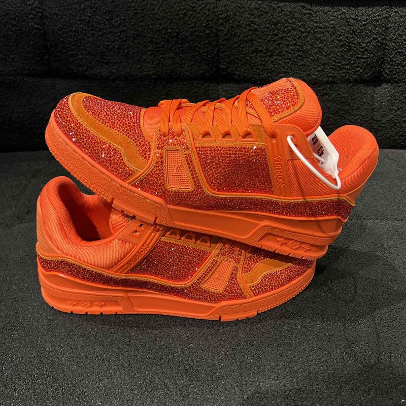 Louis Vuitton Louis Vuitton Orange Leather Low-Top Sneakers 0079 Size US 6.5 / EU 39-40 - 9 Thumbnail
