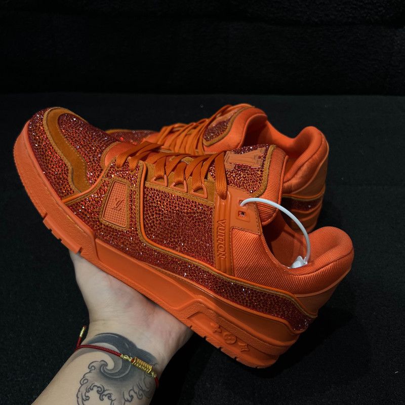 Louis Vuitton Louis Vuitton Orange Leather Low-Top Sneakers 0079 Size US 6.5 / EU 39-40 - 8 Thumbnail