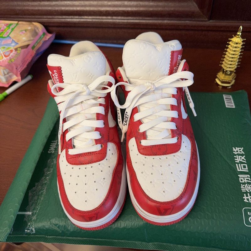 Louis Vuitton Nike x Louis Vuitton Red Air Force 1 Sneakers 0079 Size US 7 / EU 40 - 2 Thumbnail