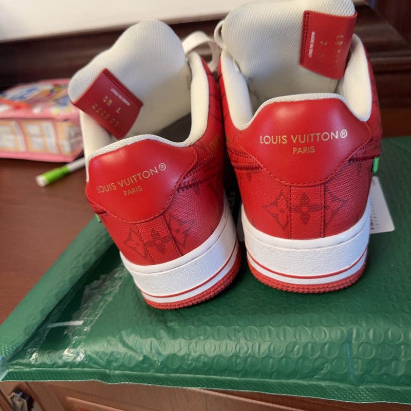 Louis Vuitton Nike x Louis Vuitton Red Air Force 1 Sneakers 0079 Size US 7 / EU 40 - 3 Thumbnail