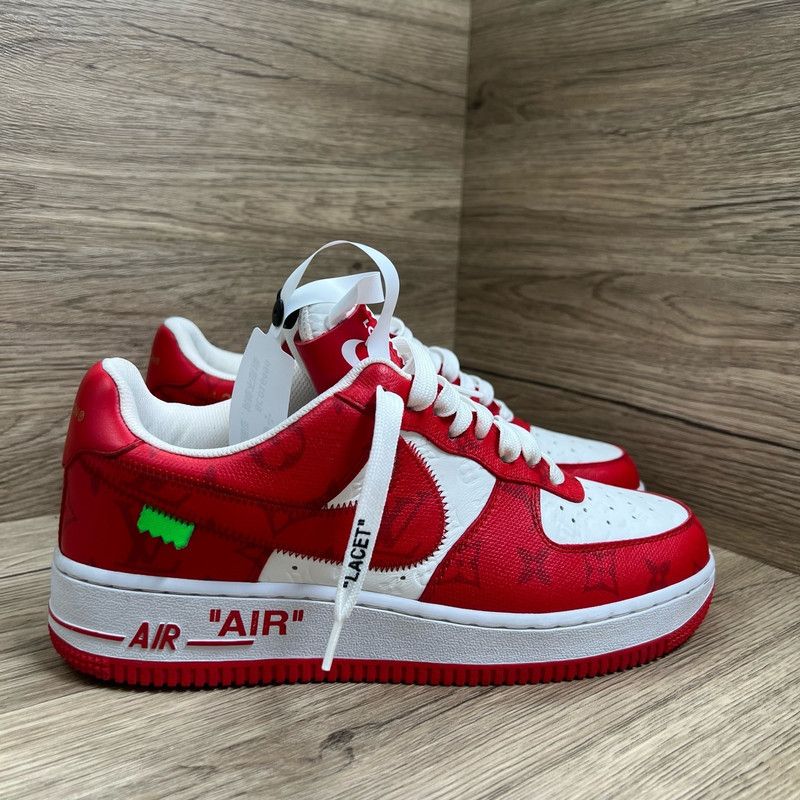 Louis Vuitton Nike x Louis Vuitton Red Air Force 1 Sneakers 0079 Size US 7.5 / EU 40-41 - 6 Thumbnail