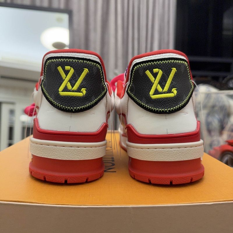 Louis Vuitton Louis Vuitton White and Red Trainer Sneakers 0079 Size US 7.5 / EU 40-41 - 3 Thumbnail