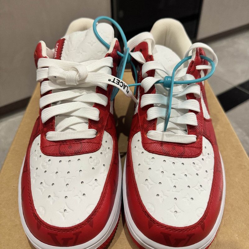 Louis Vuitton Louis Vuitton x Nike Air Force 1 Red Sneakers 0079 Size US 6.5 / EU 39-40 - 2 Thumbnail
