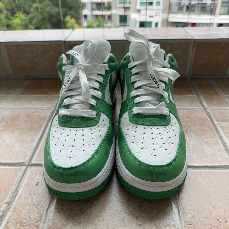 Louis Vuitton Nike x Louis Vuitton Air Force 1 Low Sneakers Green 0079 Size US 8.5 / EU 41-42 - 2 Thumbnail