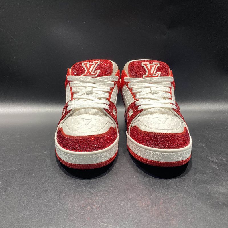 Louis Vuitton Louis Vuitton Red Low-Top Crystal Sneakers 0079 Size US 7.5 / EU 40-41 - 2 Thumbnail