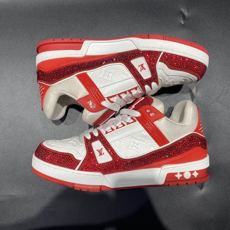 Louis Vuitton Louis Vuitton Red Low-Top Crystal Sneakers 0079 Size US 7.5 / EU 40-41 - 8 Thumbnail