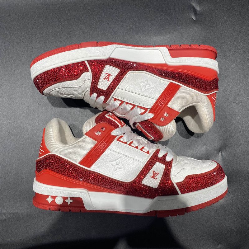 Louis Vuitton Louis Vuitton Red Low-Top Crystal Sneakers 0079 Size US 7.5 / EU 40-41 - 7 Thumbnail