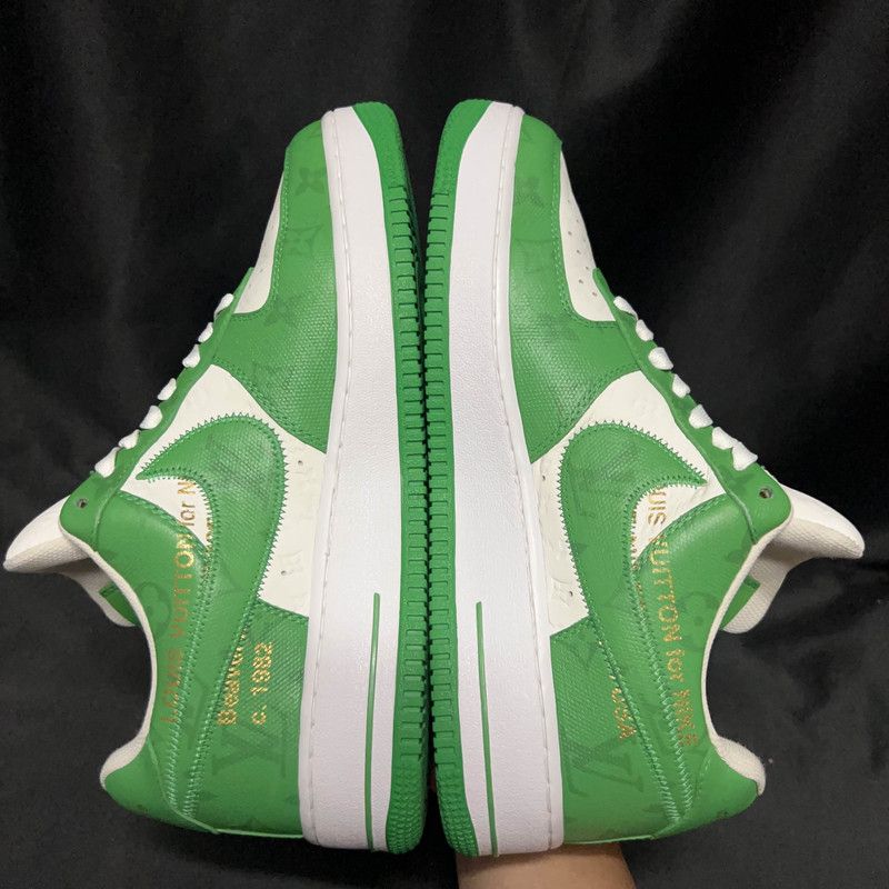 Louis Vuitton Nike x Louis Vuitton Air Force 1 Green Sneakers 0079 Size US 9.5 / EU 42-43 - 9 Thumbnail