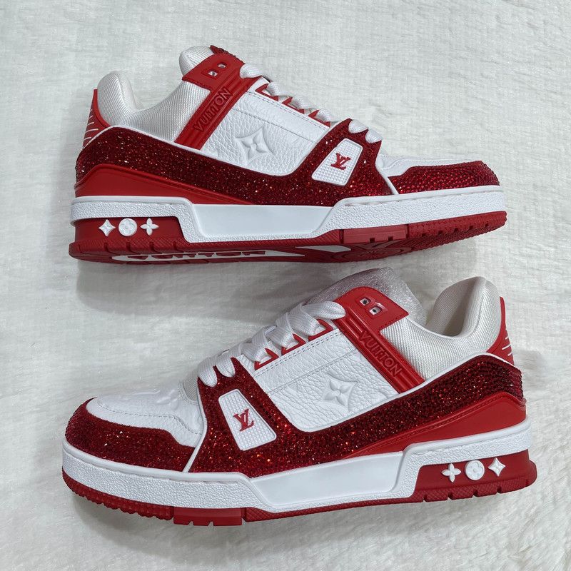 Louis Vuitton Louis Vuitton Red and White Trainer Sneakers 0079 Size US 8.5 / EU 41-42 - 7 Thumbnail