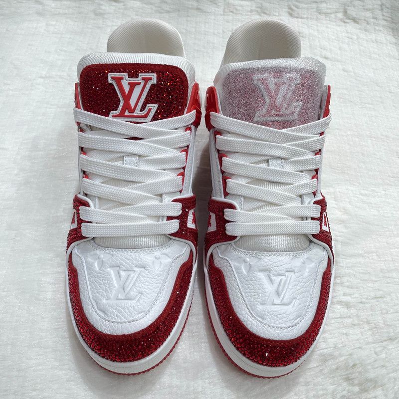 Louis Vuitton Louis Vuitton Red and White Trainer Sneakers 0079 Size US 8.5 / EU 41-42 - 2 Thumbnail