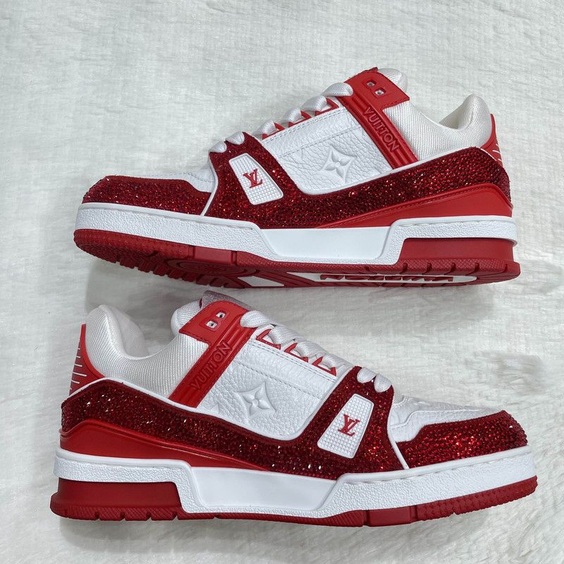 Louis Vuitton Louis Vuitton Red and White Trainer Sneakers 0079 Size US 8.5 / EU 41-42 - 8 Thumbnail