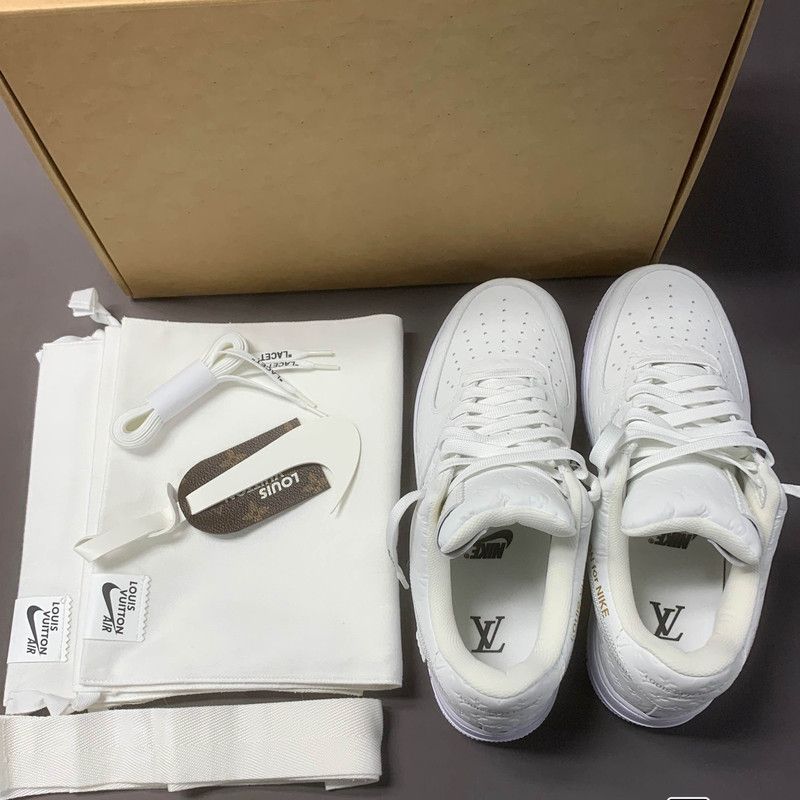 Louis Vuitton Nike x Louis Vuitton White Air Force 1 Sneakers 0079 Size US 8.5 / EU 41-42 - 9 Thumbnail