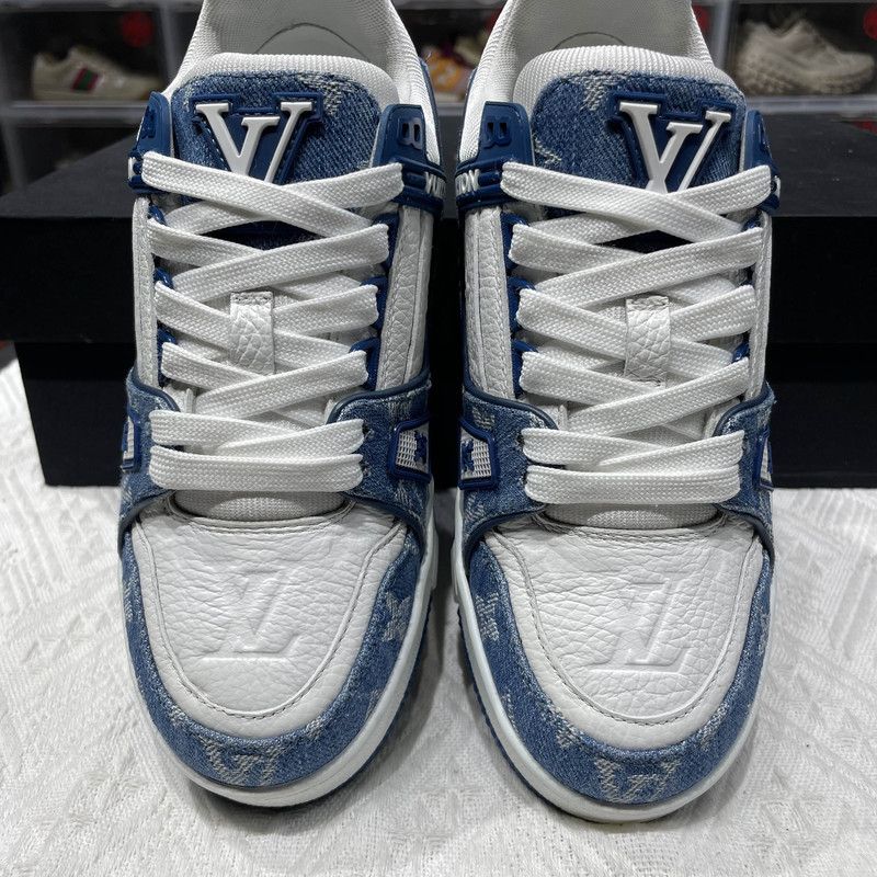 Louis Vuitton Louis Vuitton Stylish Blue and White Low-top Sneakers 0079 Size US 5 / IT 35 - 12 Thumbnail
