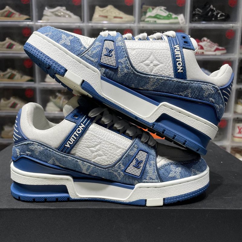 Louis Vuitton Louis Vuitton Stylish Blue and White Low-top Sneakers 0079 Size US 5 / IT 35 - 9 Thumbnail