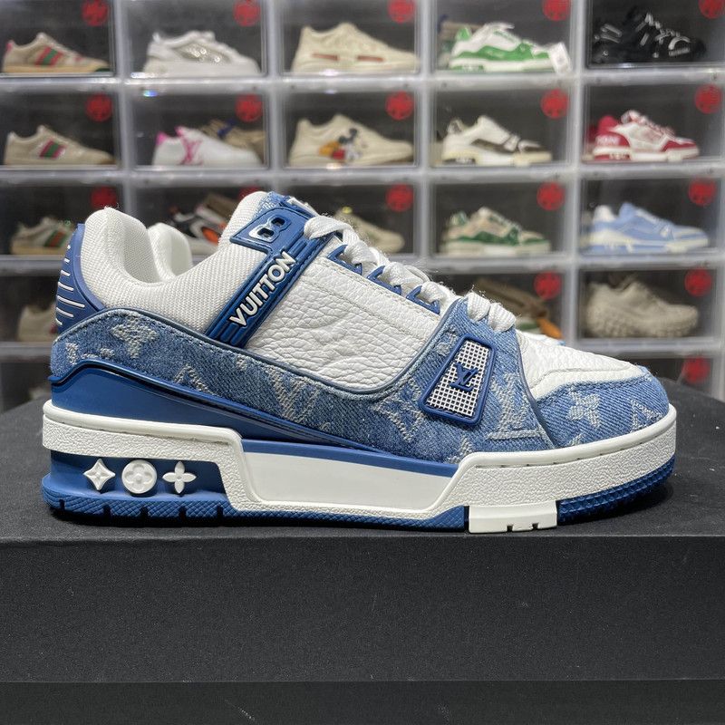 Louis Vuitton Louis Vuitton Stylish Blue and White Low-top Sneakers 0079 Size US 5 / IT 35 - 7 Thumbnail
