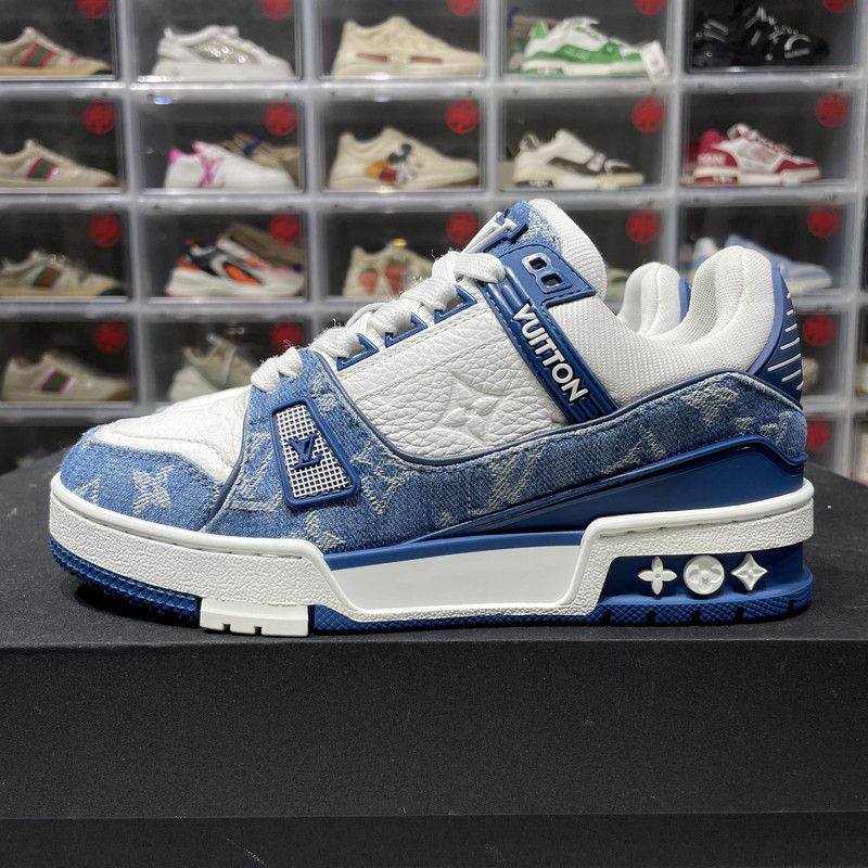 Louis Vuitton Louis Vuitton Stylish Blue and White Low-top Sneakers 0079 Size US 5 / IT 35 - 6 Thumbnail