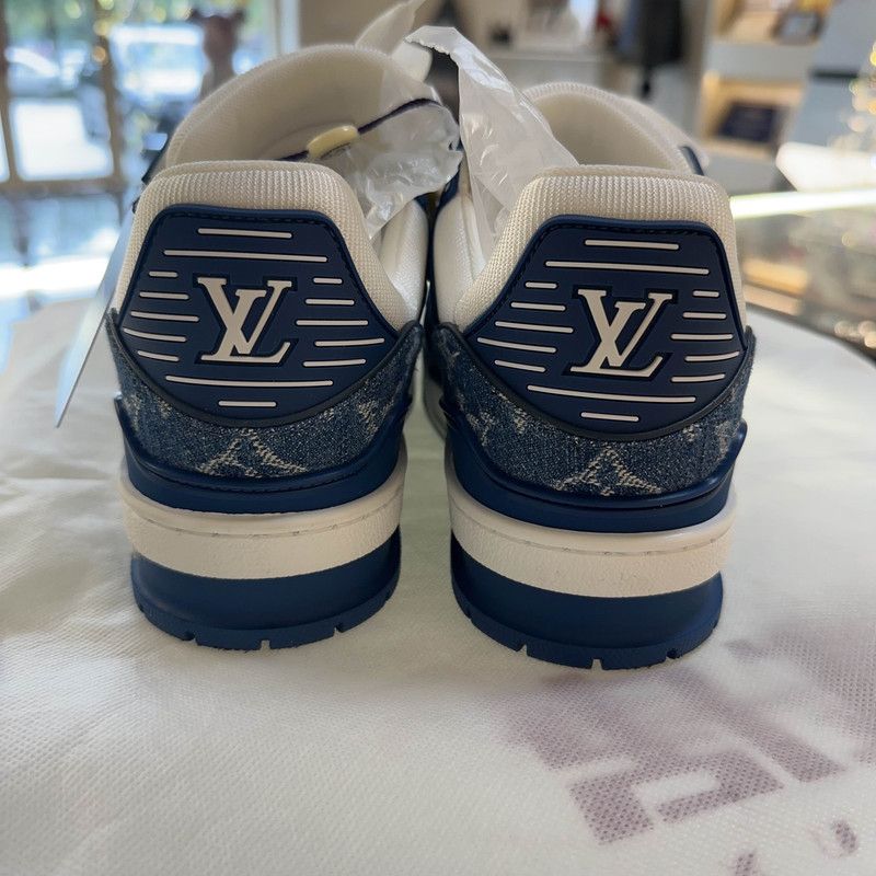 Louis Vuitton Louis Vuitton Denim-White Trainer Sneakers for Women 0079 Size US 6 / IT 36 - 3 Thumbnail