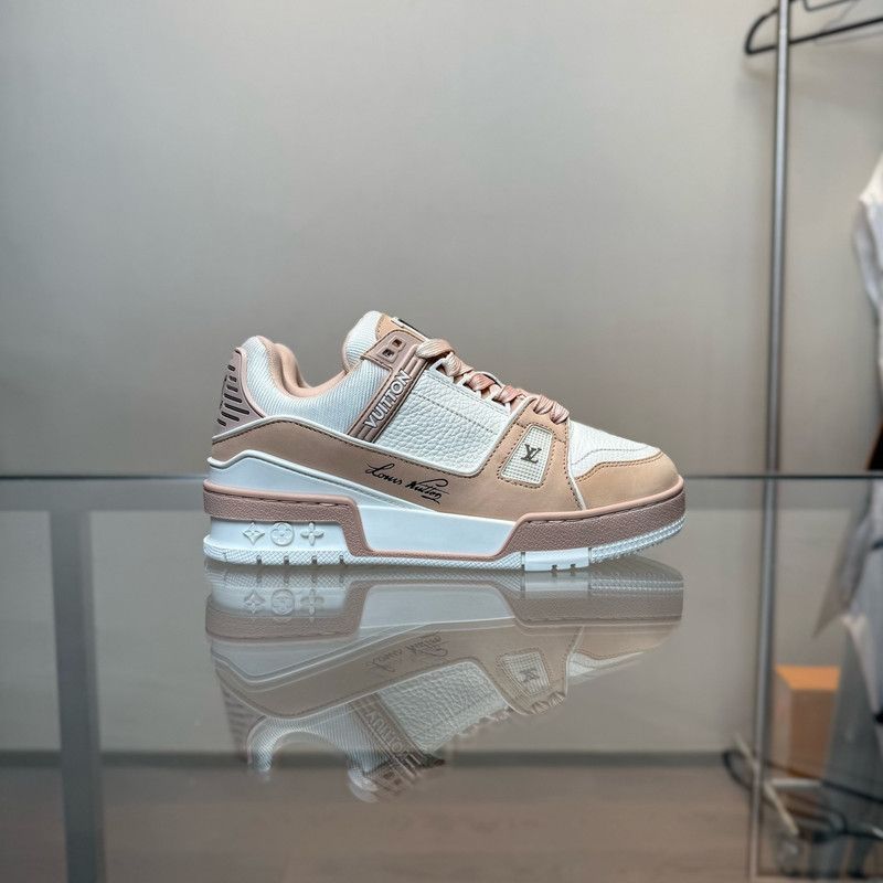 Louis Vuitton Louis Vuitton Pink White Trainer Low-Top Sneakers 0079 Size US 5 / IT 35 - 4 Thumbnail