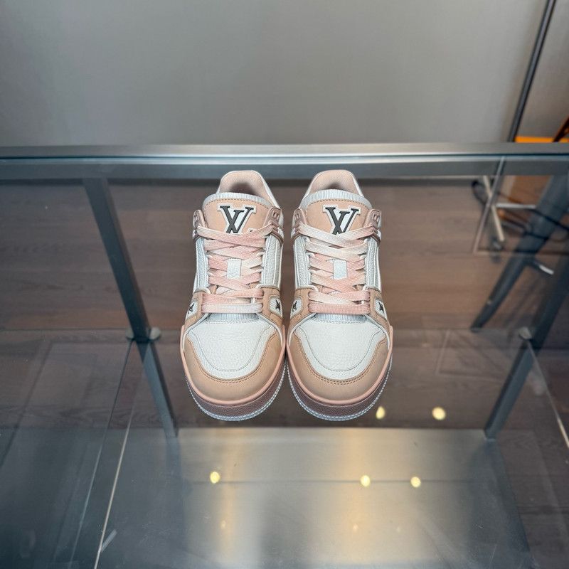 Louis Vuitton Louis Vuitton Pink White Trainer Low-Top Sneakers 0079 Size US 5 / IT 35 - 2 Thumbnail