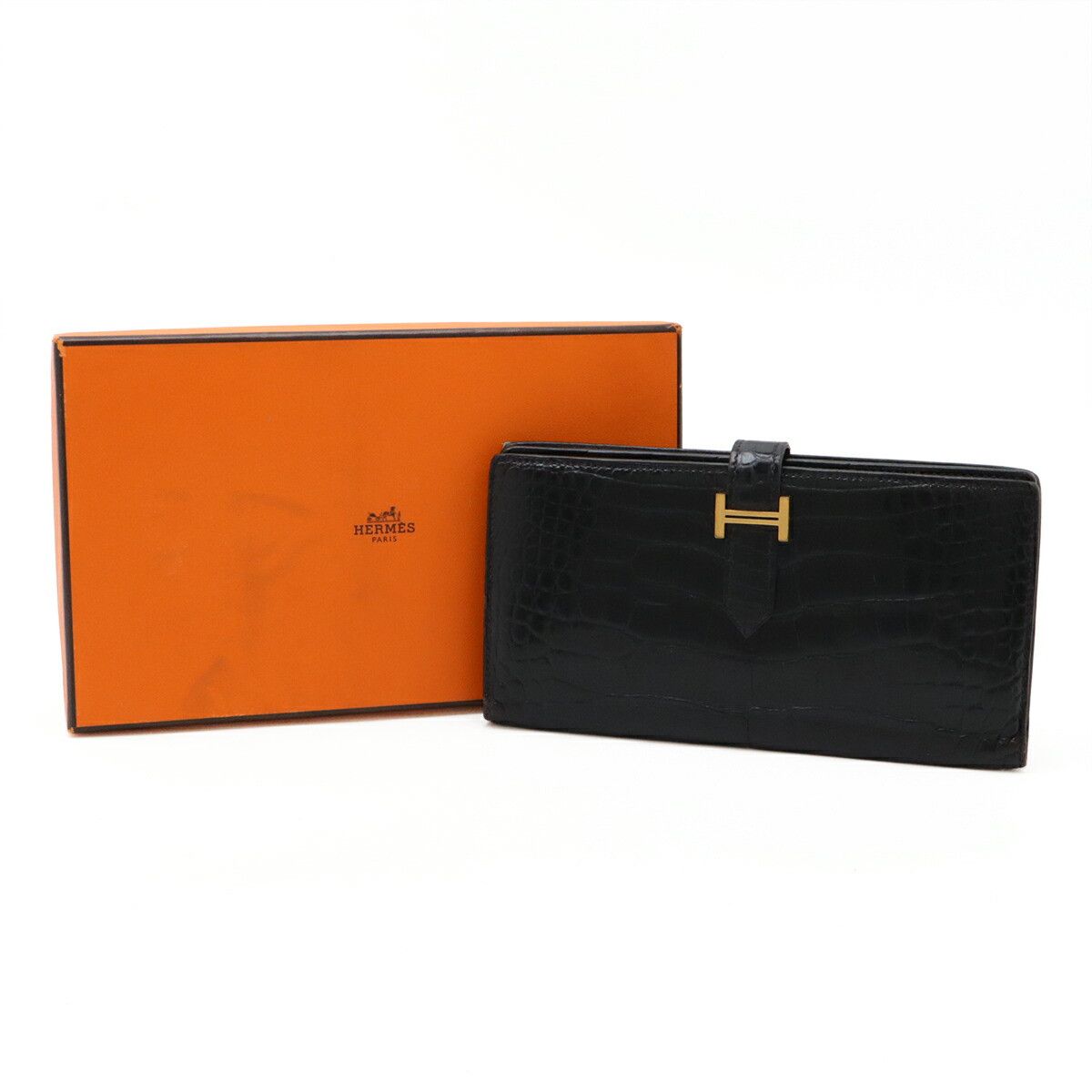 Hermes Hermes Hermes BEARN SOUFFLET Alligator Long Wallet Leather Long Wallet Stamp T (2015) Size ONE SIZE - 9 Thumbnail