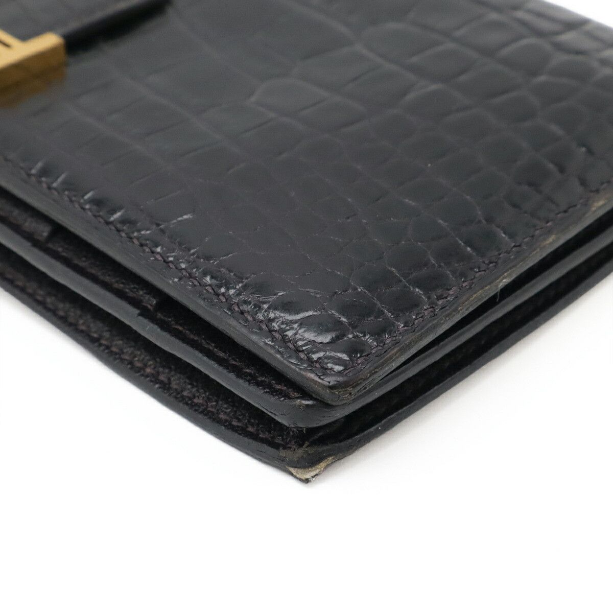 Hermes Hermes Hermes BEARN SOUFFLET Alligator Long Wallet Leather Long Wallet Stamp T (2015) Size ONE SIZE - 3 Thumbnail