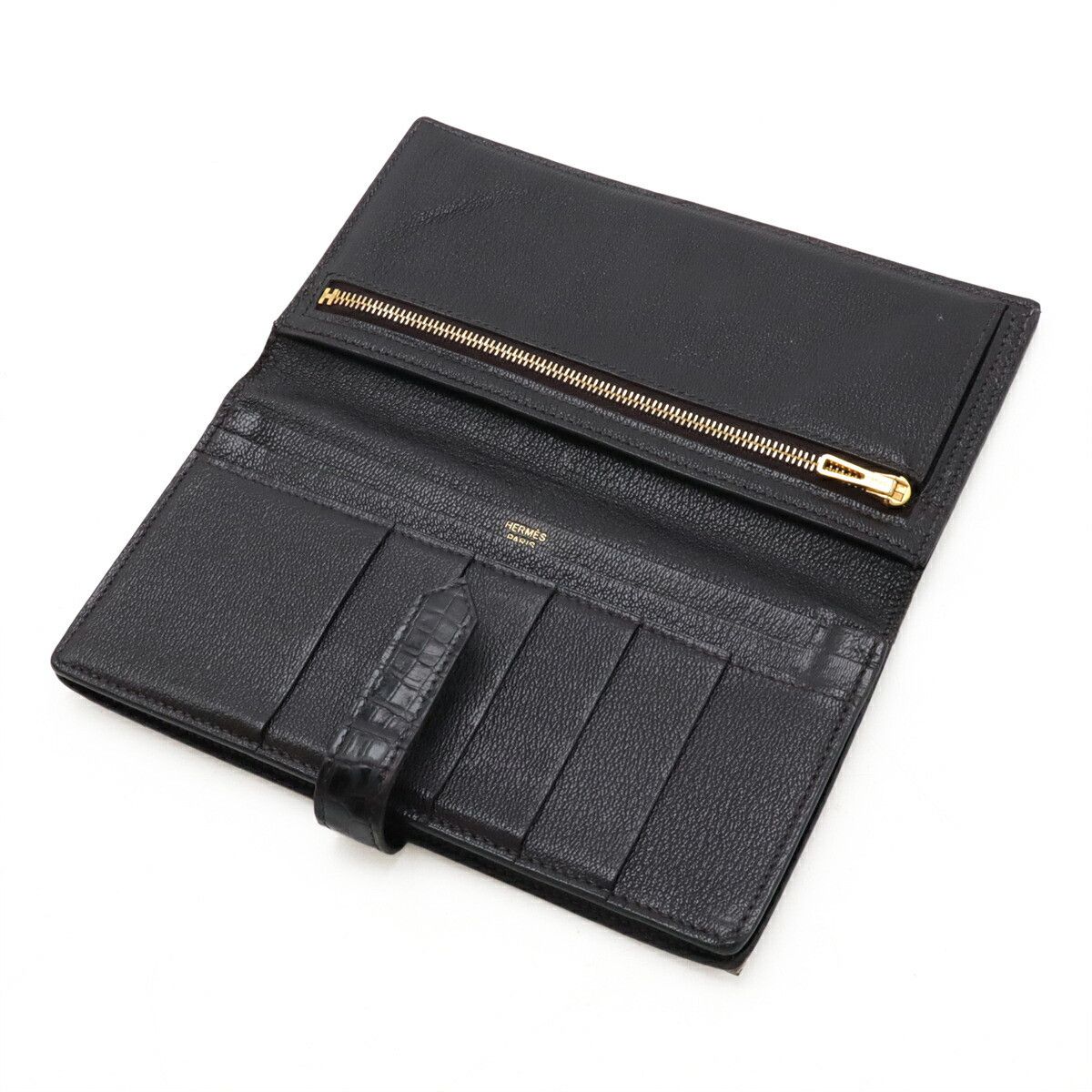 Hermes Hermes Hermes BEARN SOUFFLET Alligator Long Wallet Leather Long Wallet Stamp T (2015) Size ONE SIZE - 5 Thumbnail