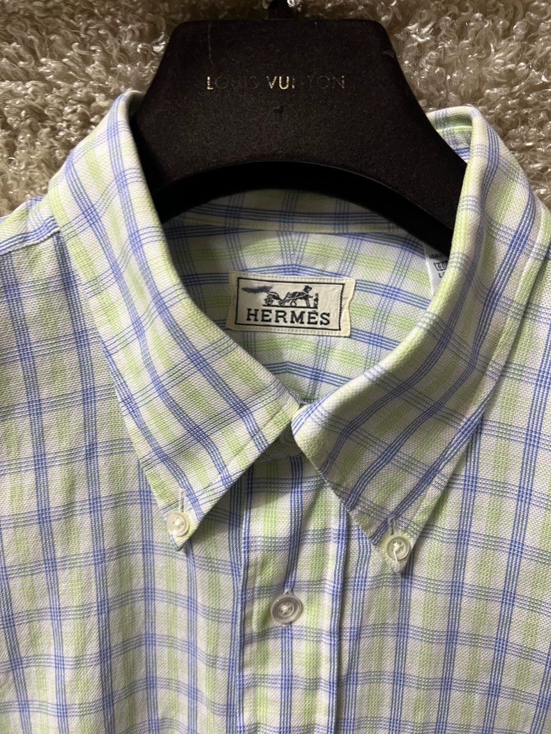 Hermes Hermes Men's Checked Long Sleeve Shirt Size US XL / EU 56 / 4 - 2 Thumbnail