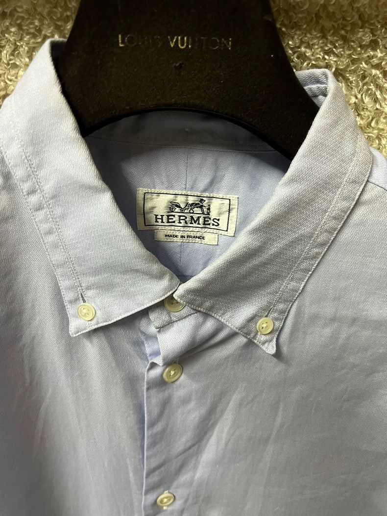 Hermes Hermes Men's Light Blue Long Sleeve Shirt Size US L / EU 52-54 / 3 - 4 Thumbnail