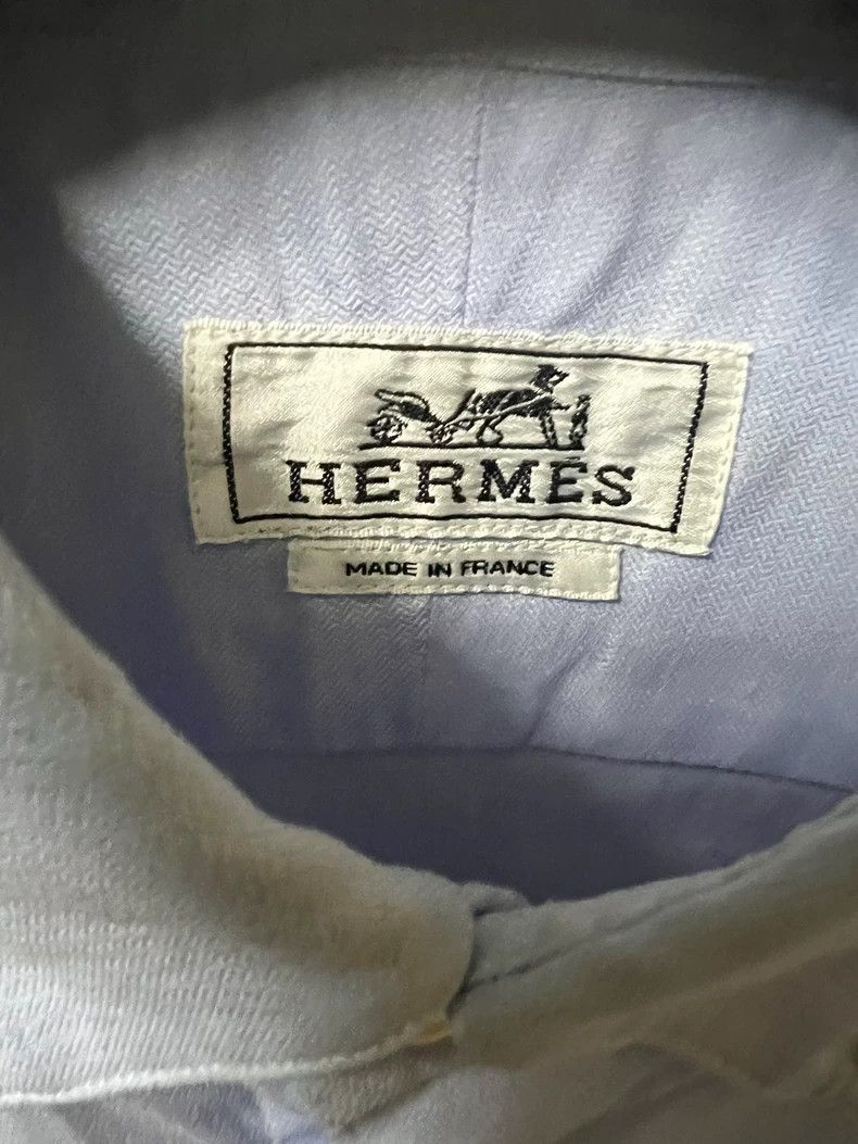 Hermes Hermes Men's Light Blue Long Sleeve Shirt Size US L / EU 52-54 / 3 - 5 Thumbnail