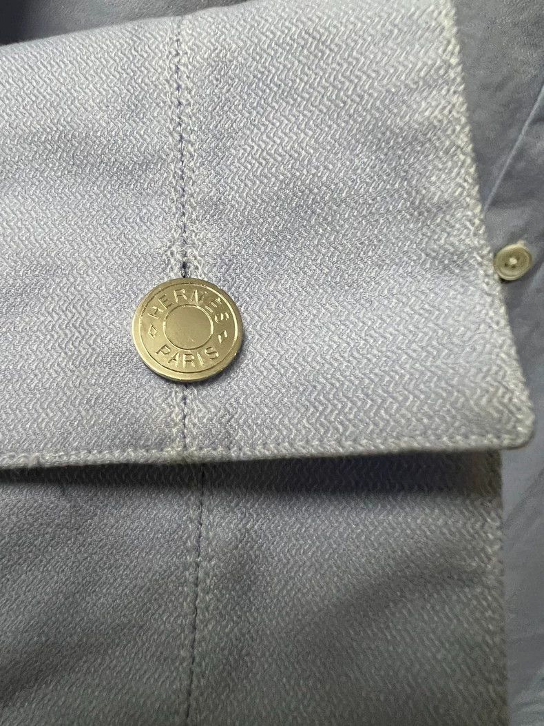 Hermes Hermes Men's Light Blue Long Sleeve Shirt Size US L / EU 52-54 / 3 - 3 Thumbnail