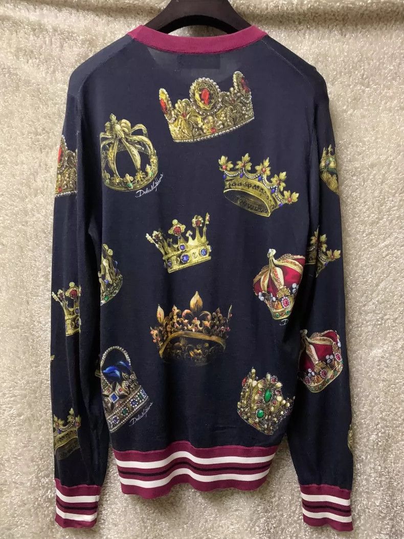 Dolce & Gabbana Dolce Gabbana Men's Crown Print Long Sleeve T-Shirt Size US M / EU 48-50 / 2 - 7 Thumbnail