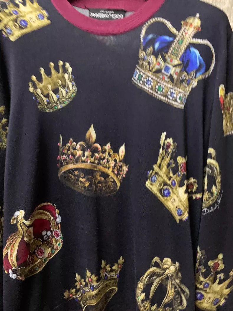 Dolce & Gabbana Dolce Gabbana Men's Crown Print Long Sleeve T-Shirt Size US M / EU 48-50 / 2 - 3 Thumbnail