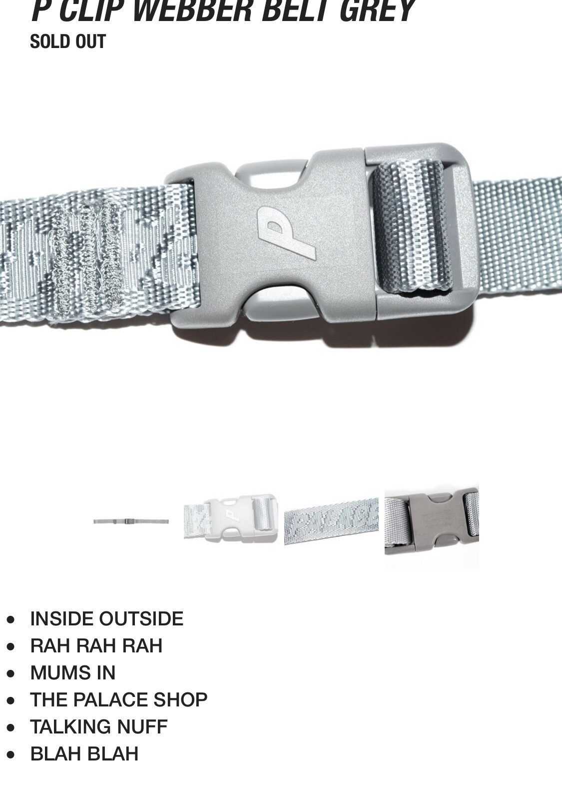 G*O様 PALACE P CLIP WEBBER BELT ベルト Supre Palace P Clip Webber Belt Grey | Grailed